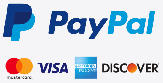 pay methods, PAypal, Visa, Mastercard and Discover